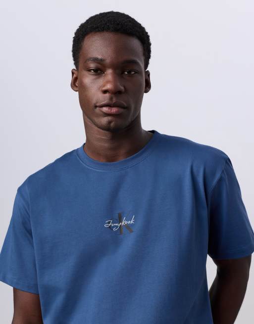 Jung Kook for Calvin Klein Monogram graphic t-shirt in blue | ASOS