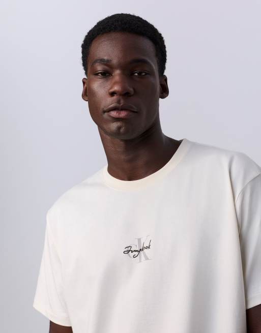 Jung Kook for Calvin Klein monogram graphic T-shirt in off-white