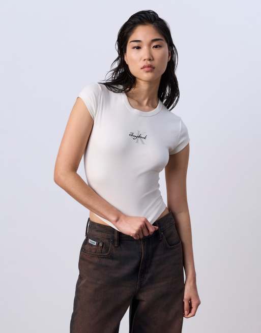 Jung Kook for Calvin Klein monogram graphic t-shirt in off-white