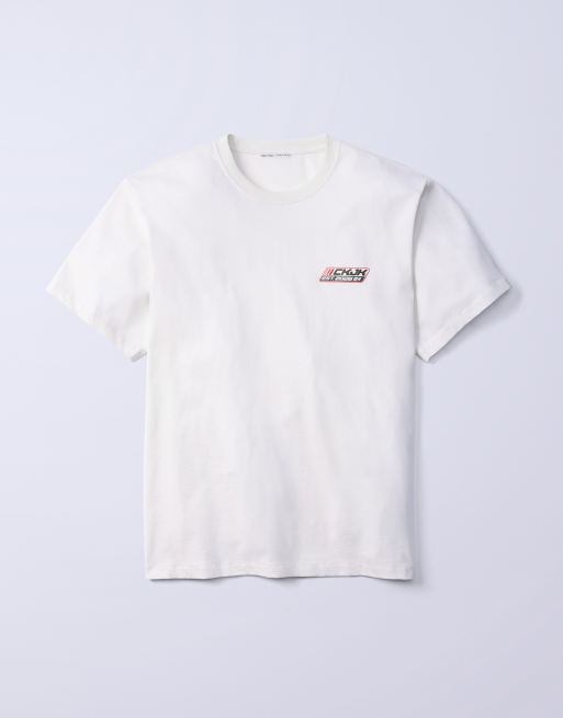 Jung Kook for Calvin Klein racing badge graphic T-shirt in off