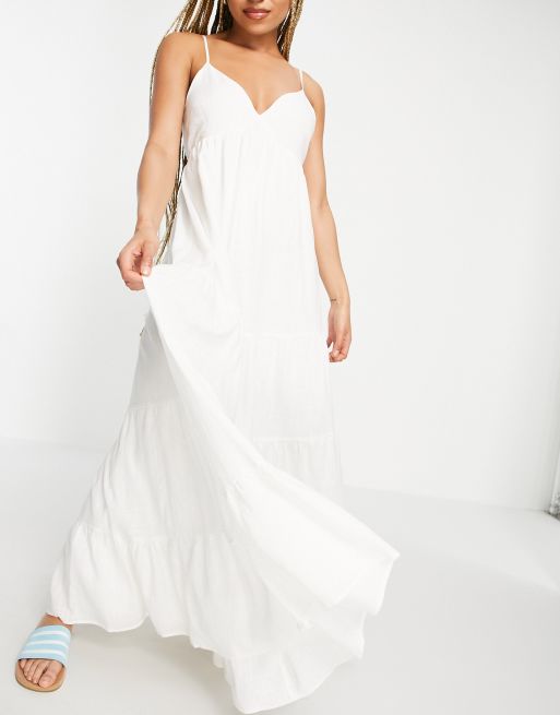 Just Me - Maxi swingjurk met cami-bandjes in gebroken wit
