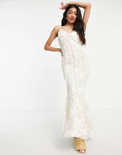 Just Me - Robe longue en jacquard de satin - Crème