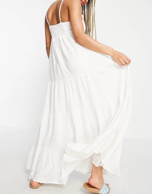 Just Me swing cami strap maxi dress in off-white | ASOS