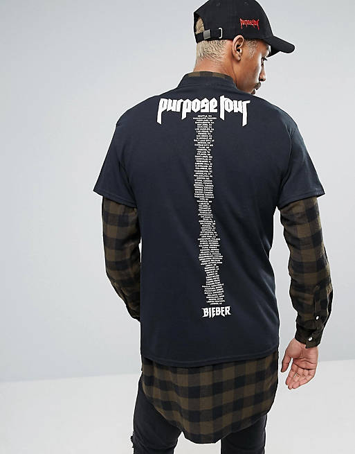 Aktentas laat staan commentator Justin Bieber - Purpose Tour-T-shirt met Staff-print | ASOS