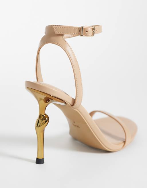 JW PEI – Alivia – Sandaletten in Khaki mit goldfarbenem Metallabsatz, 3 von 4
