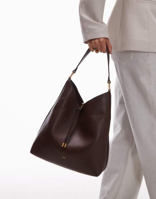 JW PEI Aria slouchy shoulder tote bag in chocolate brown , 3 of 4