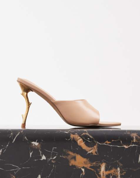 JW Pei Aurora peeptoe-mules med hæl i beige - view 1