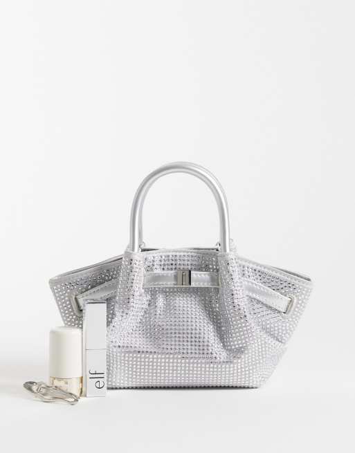 JW PEI bolso tote mini Hana con strass en cristal plateado, 2 de 4