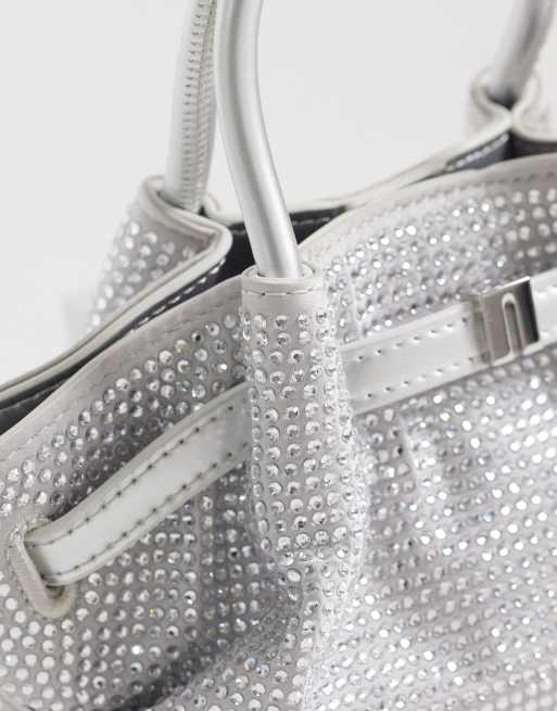 JW PEI bolso tote mini Hana con strass en cristal plateado, 3 de 4
