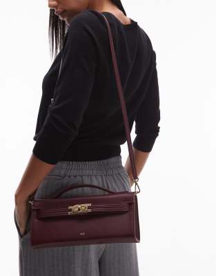 JW PEI - Bria - Tasche in dunklem Burgunderrot mit Tragegriff und Schnallendetail