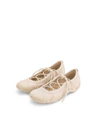  Caitlin lace up ballet flats in beige