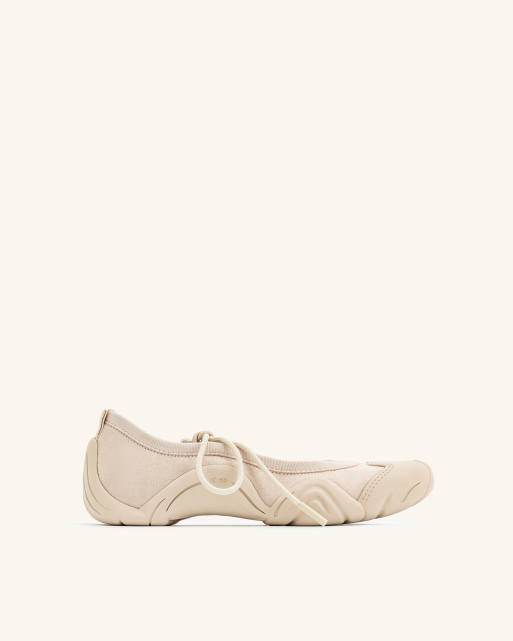 JW PEI Caitlin lace-up ballet flats in beige, 2 of 4