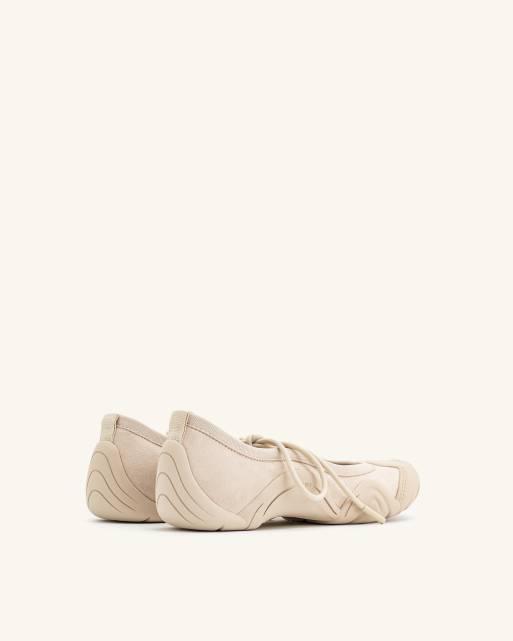 JW PEI Caitlin lace-up ballet flats in beige, 3 of 4