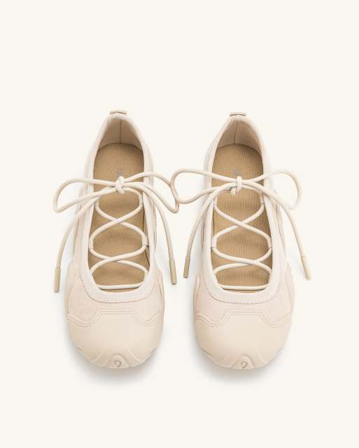 JW PEI Caitlin lace-up ballet flats in beige, 4 of 4