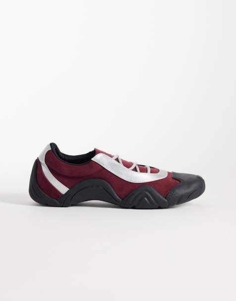 JW PEI – Caitlin – Vinröda och ljusgrå sneakers i mockaimitation med snörning - view 1