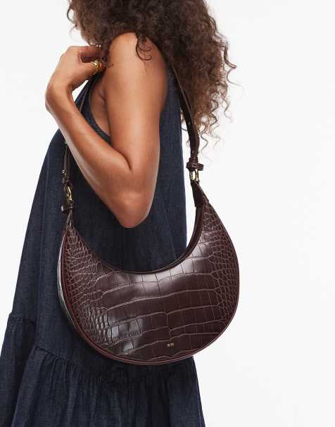 JW PEI Carly crossbody saddle bag in brown croc - view 1