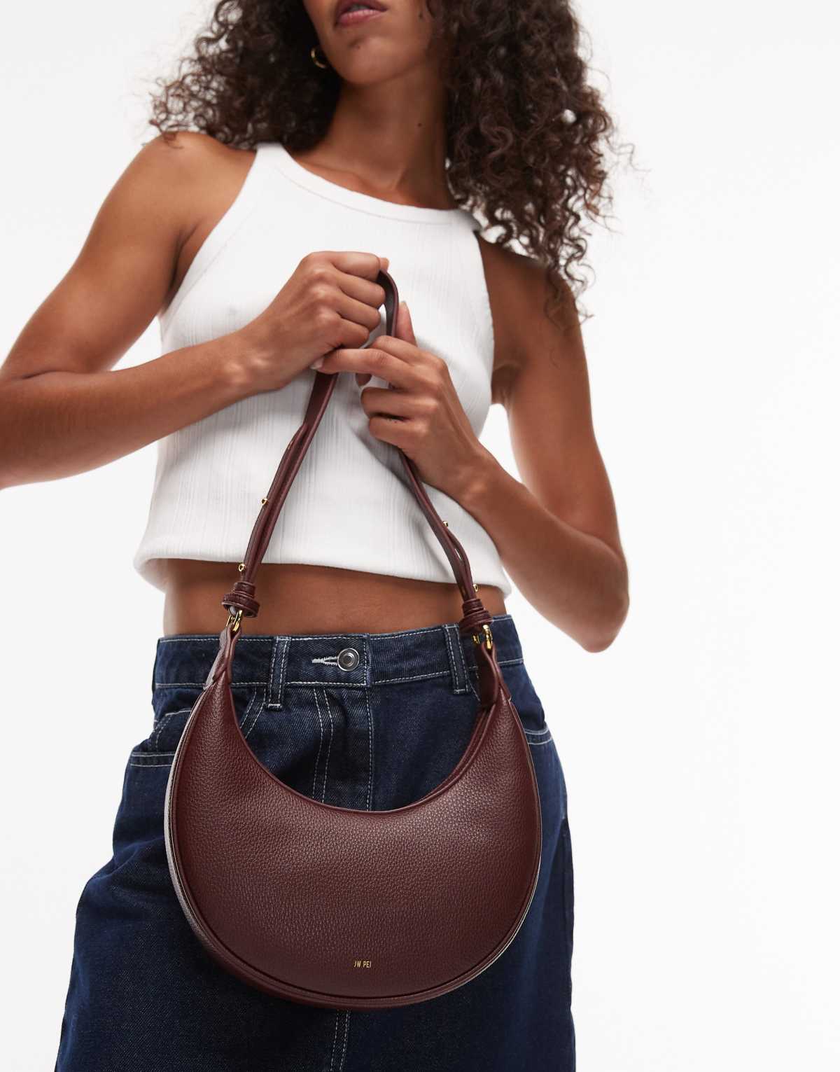 JW PEI Carly crossbody saddle bag in burgundy