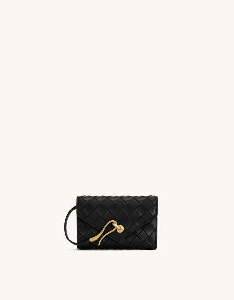 JW PEI cartera tarjetero de tejido trenzado negro - view 1
