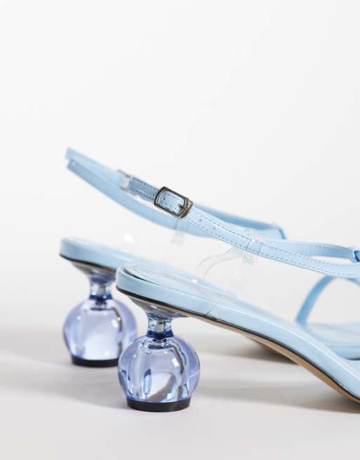 JW PEI Charlotte strappy heels with spherical heel in sky blue, 4 of 4