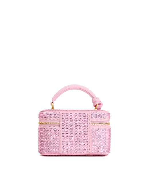 JW PEI Cleo handtas met handgreep in roze kristal, 3 van 4