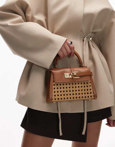 JW PEI Elise faux bamboo top handle purse in tan - view 1