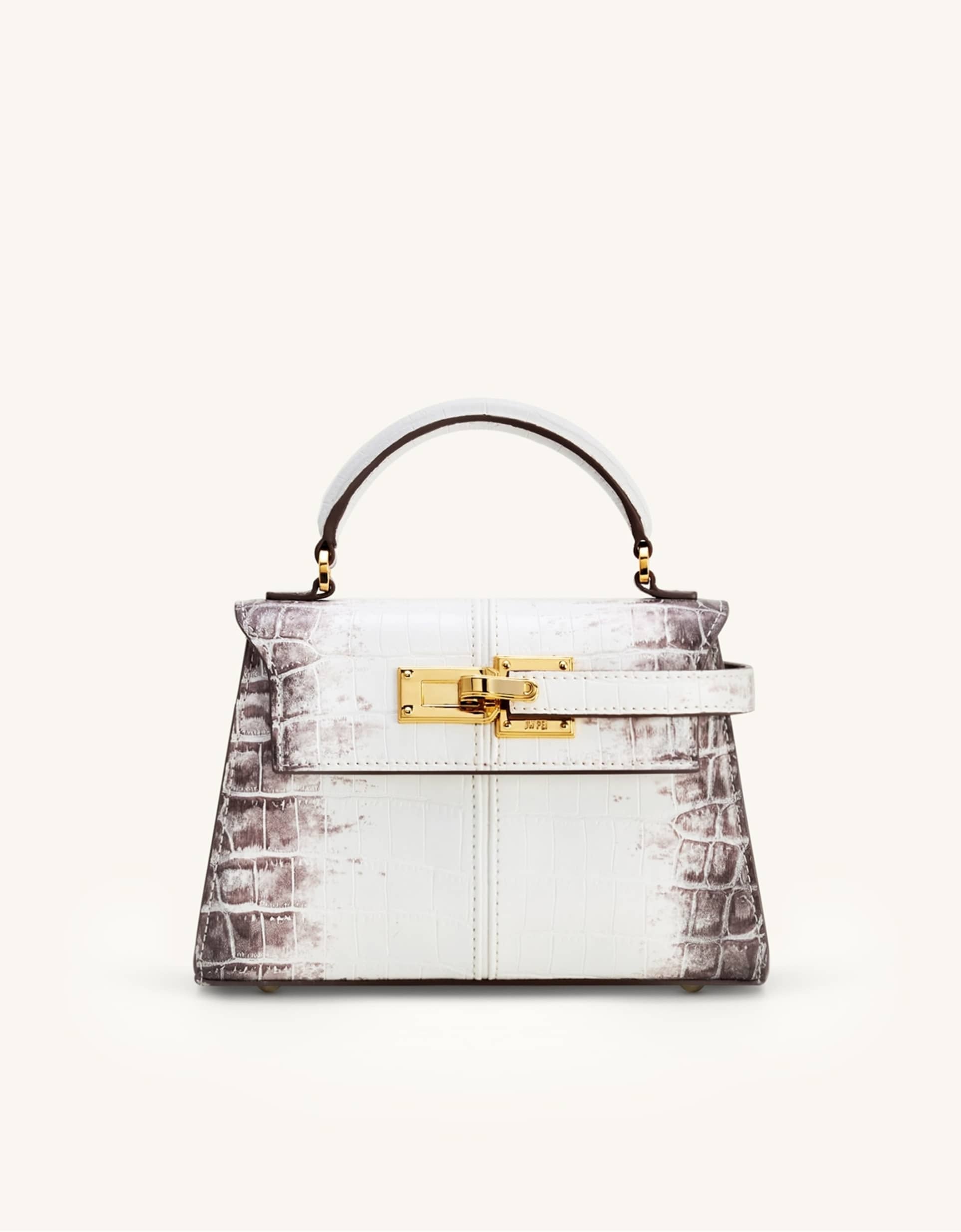 jw pei elise top handle bag in white croc