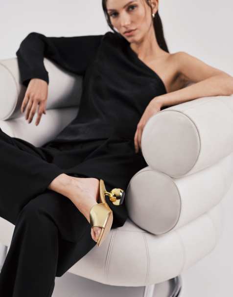 JW PEI Ellie sphere heel mules in gold - view 1