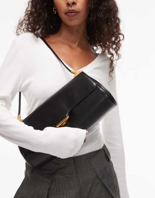 JW PEI Eloise clean shoulder bag with gold hardware in black ASOS