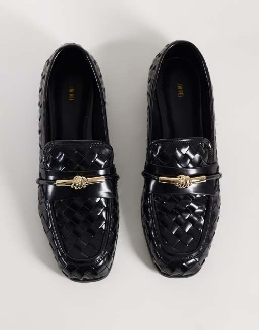 JW PEI Elowen mocassins tressés avec détails dorés noirs, 2 de 5