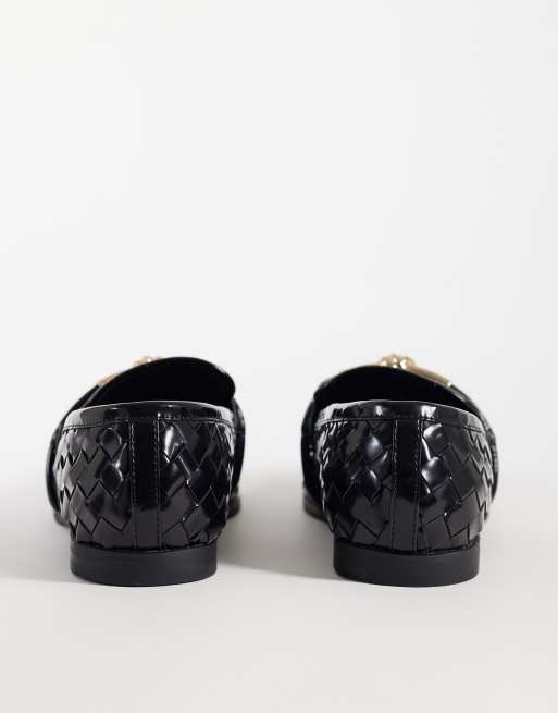 JW PEI Elowen mocassins tressés avec détails dorés noirs, 4 de 5