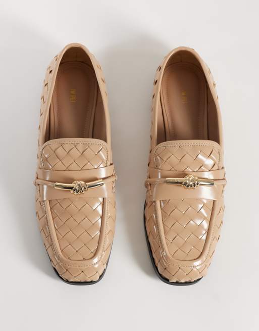 JW PEI Elowen vävda loafers med gulddetaljer i khaki, 2 av 5