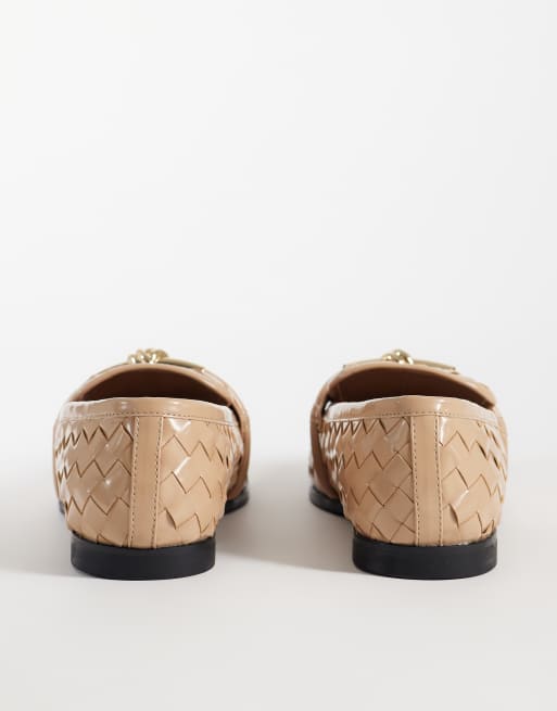 JW PEI Elowen vävda loafers med gulddetaljer i khaki, 4 av 5