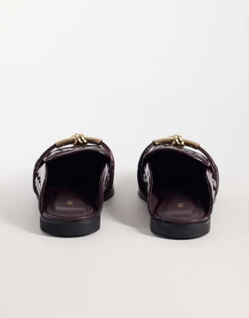 JW PEI Elowen vævede mule-loafers med gulddetaljer i bordeaux, 4 af 5