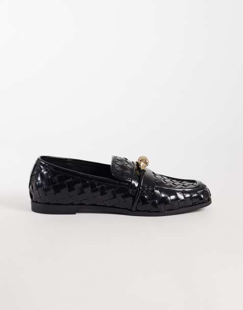 JW PEI Elowen woven loafers with gold detailing in black - view 1