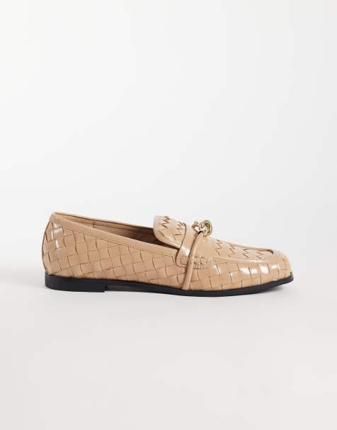 JW PEI Elowen woven loafers with gold detailing in khaki - view 1