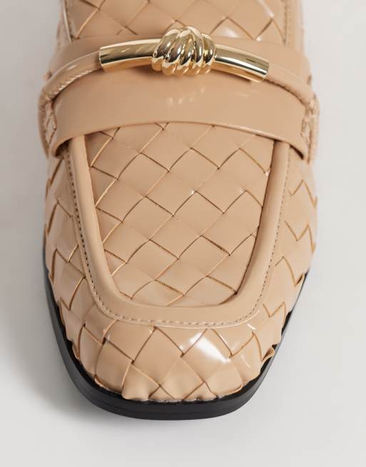 JW PEI Elowen woven loafers with gold detailing in khaki, 3 of 5