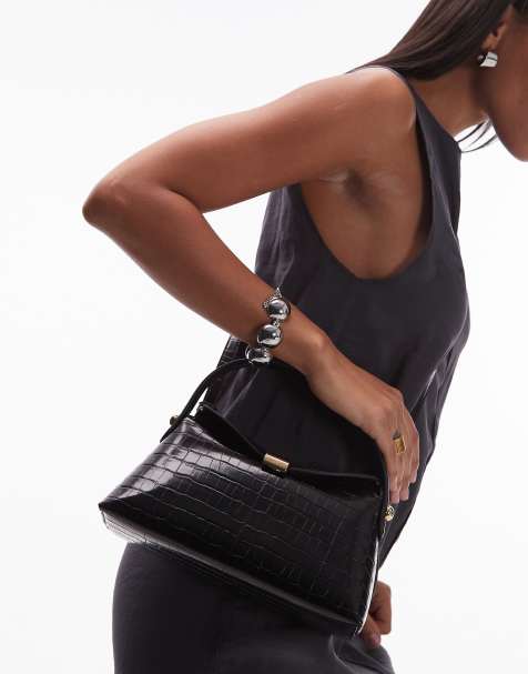 JW PEI – Emma – Weiche Schultertasche in Kroko-Schwarz - view 1