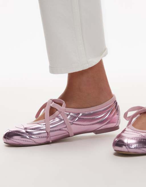 JW PEI - Erika - Ballerines à lacets et surpiqûres - Rose, 3 de 4