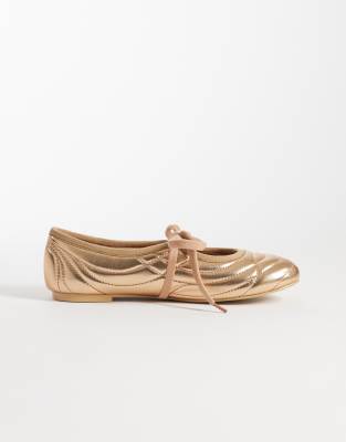 Jw Pei Erika Topstitching Lace Up Ballet Flats In Neutral
