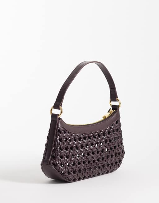 JW PEI faux-bamboo woven shoulder bag in deep claret, 4 of 4