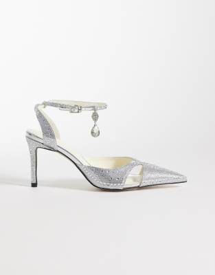 Haidi - Escarpins à strass et bout pointu - Argenté 40