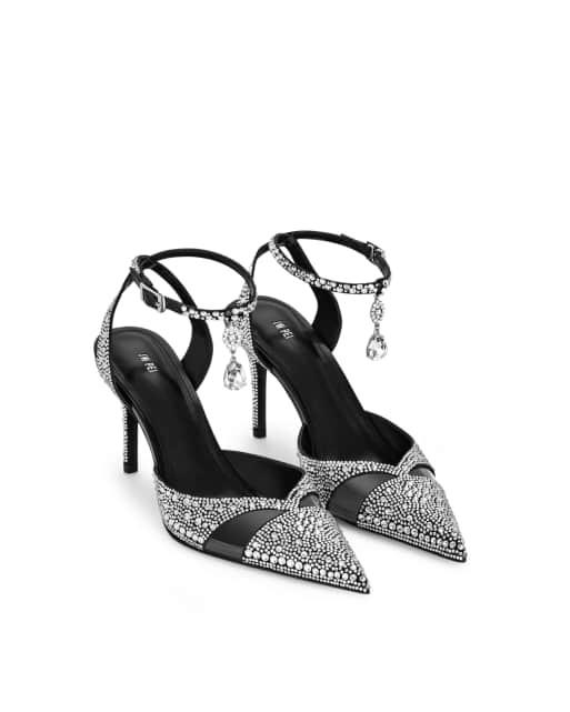 JW PEI Haidi pointed toe crystal pumps in black and silver, 2 of 4