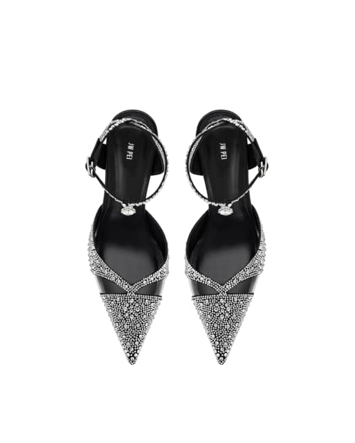 JW PEI Haidi pointed toe crystal pumps in black and silver, 3 of 4