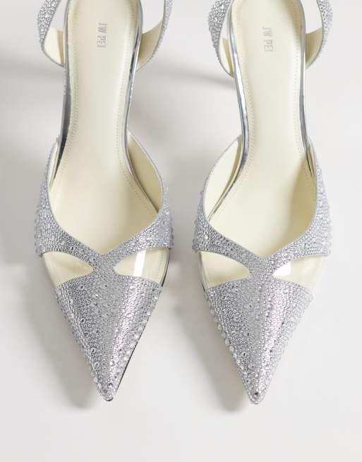 JW PEI Haidi pointed toe crystal pumps in silver, 3 of 4