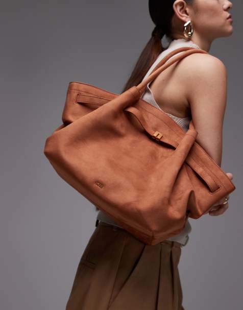 JW PEI - Hana - Cabas moyen en imitation daim - Marron - view 1