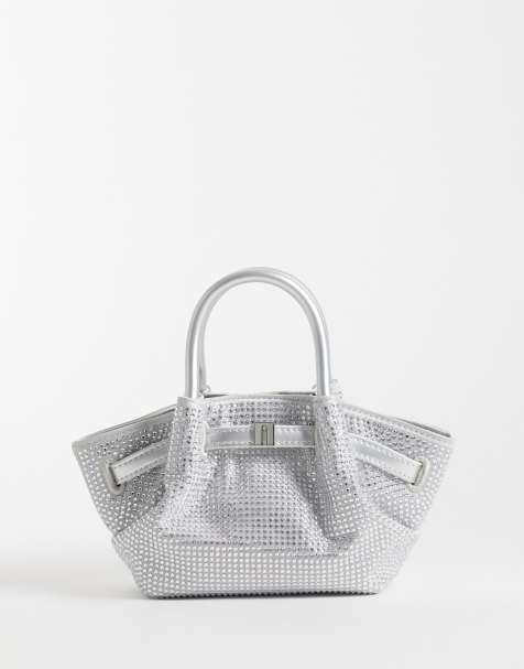 JW PEI Hana kleine Tote-Bag mit Strass in Silberkristall - view 1