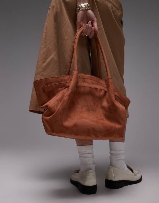 JW PEI hana medium faux suede tote bag in brown, 4 of 5