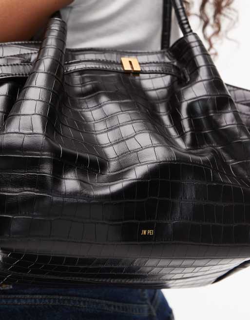 JW PEI Hana medium tote bag in black croc | ASOS
