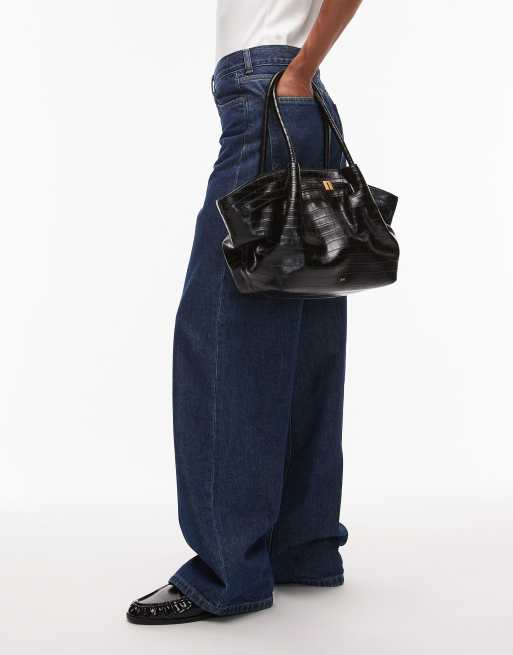 JW PEI Hana medium tote bag in black croc | ASOS