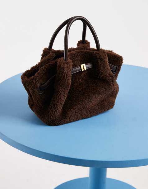 JW PEI Hana mini torebka typu tote z imitacji futra w kolorze czekoladowobrązowym - view 1